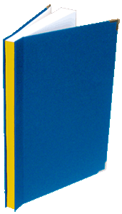 Bucheinband Leinen, blau mit flexiblem Buchrücken