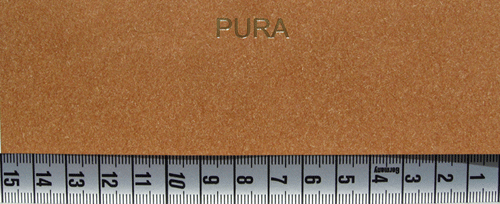 Darstellung der Struktur / Farbe "Pura teak" für Ihren Einband, mit Maßstab